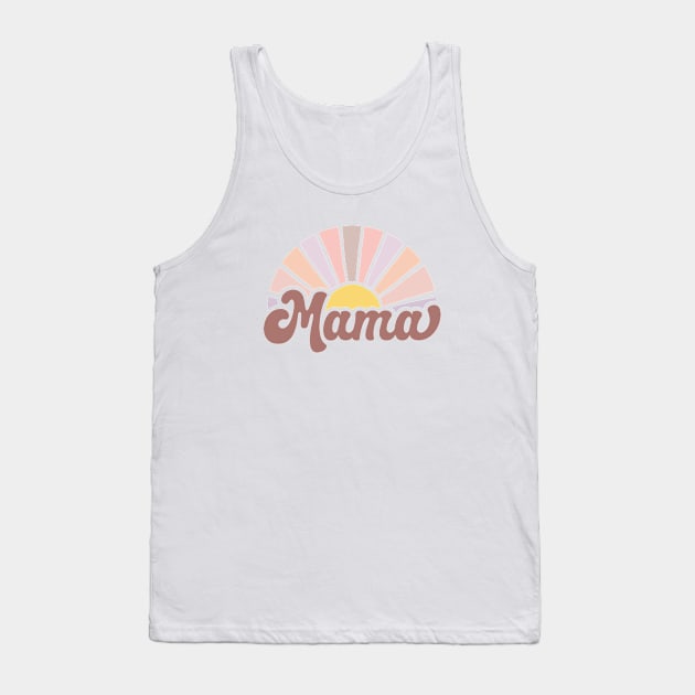 Retro Muted Pink Sunrise Mama Gift for mom to be, mothers day gift for new mom life, baby shower gift for mama, mommy and me Tank Top by B*Shoppe